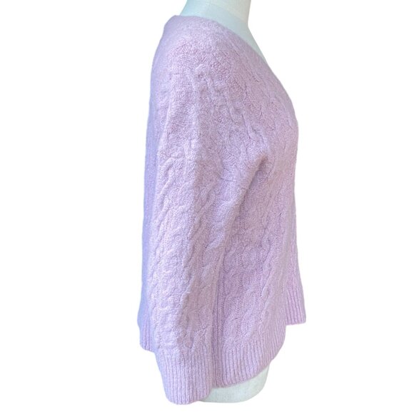 Vince Wool Alpaca Cable Knit Sweater Pink Feminine Soft Girl Quiet Luxury-M/L - Picture 8 of 13